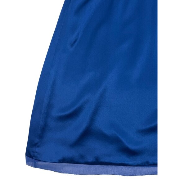 VTG Ann Taylor Royal Blue Silk A-Line Twist Front Mini Dress | 90s Quiet Luxury - Picture 8 of 12